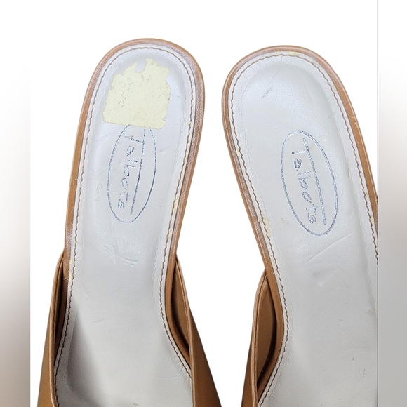 Talbots Beaded Tan Leather Kitten Heel Mules - Size 8B - Picture 5 of 8